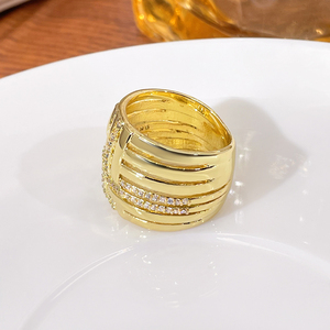 Wholesale Fashion Jewelry <strong>Rings</strong> <strong>Statement</strong> Open Style 18K <strong>Gold</strong> Plated Zirconia <strong>Vintage</strong> <strong>Ring</strong> for Women