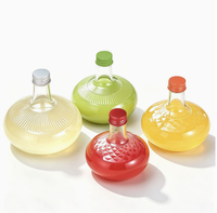 Bouteille en verre pour vin de fruits et boissons, forme globe rond en relief, grande capacité (250ml, 350ml, 500ml), avec bouchon à vis en aluminium