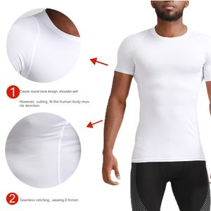 Abbigliamento Fitness primavera estate da uomo ad asciugatura rapida nuovo Design bianco aderente <span class=keywords><strong>a</strong></span> maniche corte sportivo da corsa all'aperto - Product Image 3