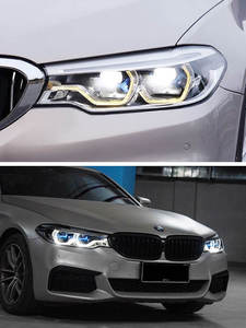 Faro Anteriore per <span class=keywords><strong>BMW</strong></span> <span class=keywords><strong>Serie</strong></span> <span class=keywords><strong>5</strong></span> G38 2018-2020, Gruppo Ottico G30 Fumé Bicolore con Luce Diurna Golden Eye e Lente Laser - Product Image 6