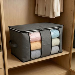Thicken Non Woven Fabric Quilt Storage Bag Household Large Capacity Clothes Organizer Bag Quilt Storage Bag with <b>Double</b> Window - Product Image 5
