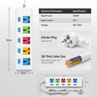 Enchufe de Extensión con Logotipo Personalizado, 4 Puertos USB, Interruptores Individuales, 3, 4, 5, 6 Tomas, Multicolor, Universal, Venta al Por Mayor