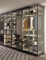 Armoires d'angle encastrées de haute qualité avec miroir, armoire à porte en cuir synthétique, dressing