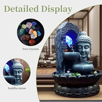 Fontaine en cascade Zen Bouddha japonaise, cascade apaisante, lumière LED, décoration de fontaine d'intérieur pour la maison ou le bureau, fontaine de bureau