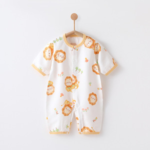 Vente Chaude : Barboteuse Bébé en Gaze de Mousseline Fine d'Été, Respirante, Idéale <span class=keywords><strong>pour</strong></span> la Climatisation, avec Logo Personnalisé, Vêtement de Nuit Doux <span class=keywords><strong>pour</strong></span> Nouveau-né - Product Image 3