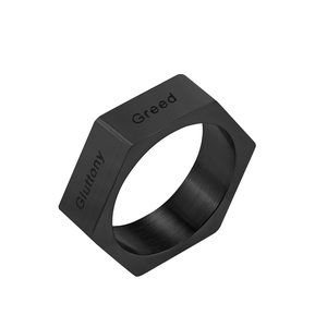Logo personnalisé graver nom bague Design Unique chevalière Hip Hop hommes sept péchés capitaux sept vertu personnaliser homme chevalière bague - Product Image 2