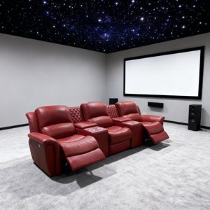 Rotes Echtleder Elektrisches Relaxsofa 3-Sitzer Villa Heimkino-Möbel Leder Elektrisch Verstellbares Funktionales Sofa Kinosessel - Product Image 3