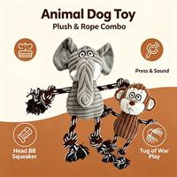 Jouet pour chien de la série Animaux, jouet à mâcher en peluche avec corde et son BB, jouet interactif pour tirer et jouer pour chiens