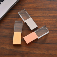 Clé USB 2.0/3.0 en cristal imprimé en 3D avec logo personnalisé, 8 Go-64 Go, haute vitesse, design en verre transparent et métal, nouveauté