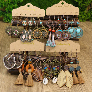 Bohemian Tassel <b>Drop</b> Earrings Alloy Antique <b>Bronze</b> Plated Women's Party Fashion Dangle Earrings - Product Image 2