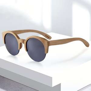 Occhiali da <span class=keywords><strong>Sole</strong></span> in Bambù Semi-Rimless Trendy 2025 Unisex Stile Cat Eye con Protezione UV400 - Product Image 3