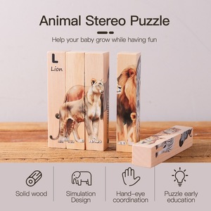 <span class=keywords><strong>Puzzle</strong></span> in Legno Montessori <span class=keywords><strong>4</strong></span> in 1 con Animali, Gioco Educativo di Abbinamento per Bambini e Prescolare - Product Image 5