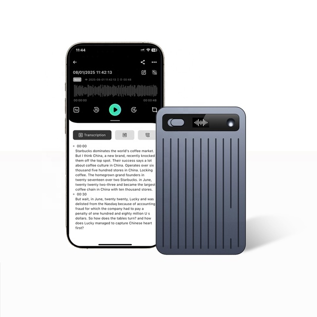 64GB AI Voice Recorder with Transcription Ultra Slim Magnetic Digital Audio Recorder with Noise Reduction & Screen Display
