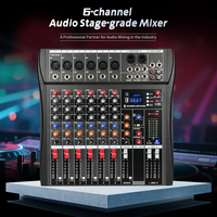 Mixer Suara 6 Saluran untuk Perekaman USB, Daya Phantom 48V, Efek Terintegrasi, Streaming Dua Orang, Karaoke Rumah