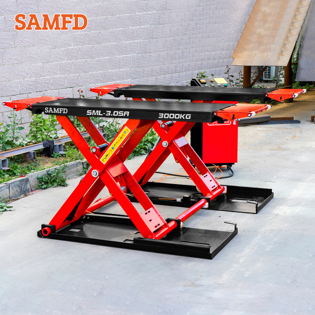 SAMFD 3.5 Ton Capacity 1.2m Mobile Hydraulic Scissor Car Lift Mid Rise Double Cylinder Hydraulic Lifting Machine