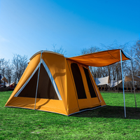 Tente spacieuse à une chambre, design multi-portes/fenêtres, ventilation optimisée, pour 3 à 5 personnes, toutes saisons, imperméable, résistante aux déchirures, en coton technique 210G