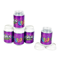 Pot en plastique cylindrique PET de 100 ml, style canette de soda, avec couvercle à clapet, logo personnalisé, hermétique, résistant à l'humidité, pour le stockage de bonbons, 3,5 g