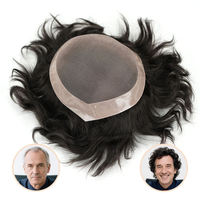 Perruque indienne de haute qualité pour hommes, 100% cheveux humains vierges Remy, texture naturelle, ondulations aquatiques, nœuds invisibles, base mono, densité 120%