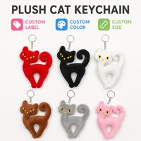 Porte-clés en peluche chat personnalisé, pendentif de sac chaton abstrait mignon, 6 couleurs, porte-clés chat en peluche doux, breloque de sac à dos