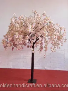 Pohon dalam ruangan buatan Sutra pohon bunga sakura tinggi ornamen Pusat meja pernikahan merah muda cahaya QSLH-613 untuk acara pesta