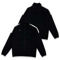 Survêtement veste et pantalon de sport personnalisés logo brodé ensemble de gymnastique de course à glissière noire