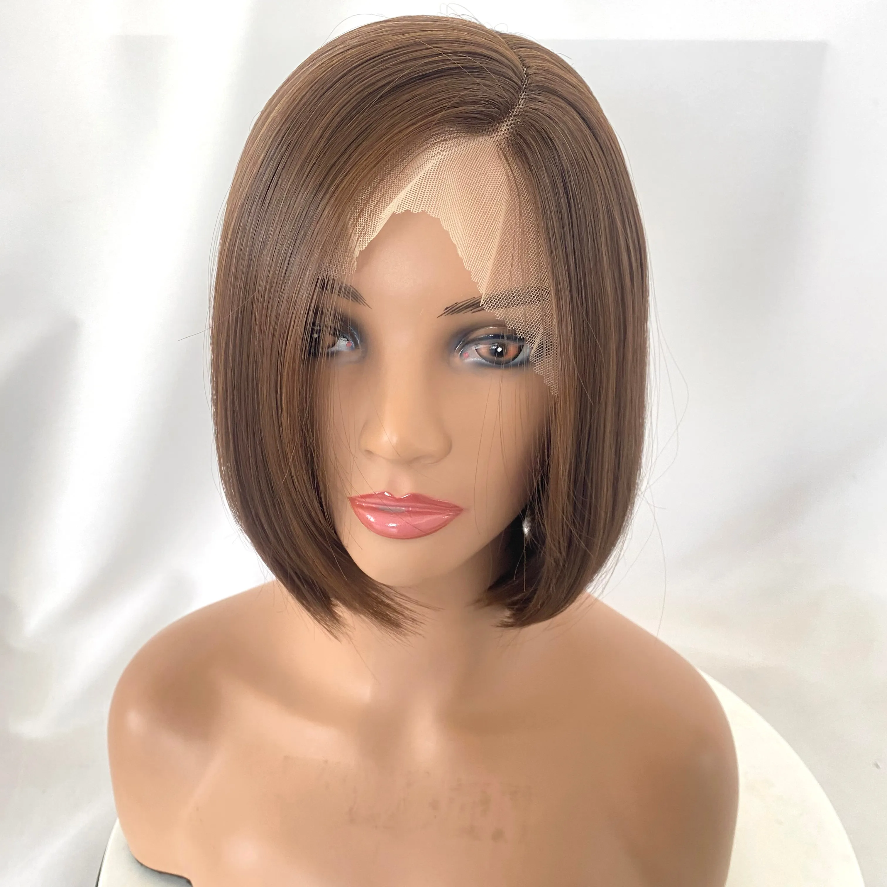 Billige synthetische Perücke hitze beständige transparente Spitze kurze Farben Bob Cut Lace Front Haar Perücken
