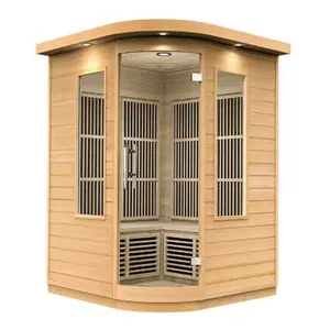 Corner Cabin 2-3 Person Infrared Sauna Hemlock Indoor Wet Dry Sauna and Steam Room Sauna Rooms Infrared