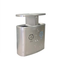 Poubelle rectangulaire double en acier inoxydable Traust avec couvercle, écologique, imprimée DIY, pour extérieur, aéroport et collecte de déchets