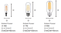 CE RoHS REP LED Edison Ampoule Ampoule à filament Lampe B35 P45 A60 ST64 G95 G125 Verre clair LED Ampoules Filament Lumière Dimmable
