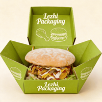 Bestseller Braune Karton Kraftpapier Wellpappe Schwarze Fast-Food-Box Behälter Maßgefertigte Burger-Box