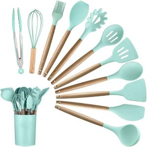 ชุดอุปกรณ์ครัวซิลิโคน 12 ชิ้น พร้อมด้ามจับไม้ - Product Image 1