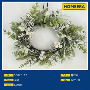 High Quality Traditional Style 50cm PE Branch Floral <b>Wreath</b> Metal <b>Artificial</b> Home Graduation Sample Color Pack 12 Wholesale - Product Image 1
