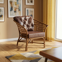 Fauteuil en rotin artisanal DOLCEVITA, chic, confortable et minimaliste, pour salon, bureau à domicile, design asiatique moderne, Indonésie, maison, hôtel