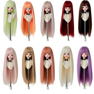 Parrucca per bambole all'ingrosso, 22 colori, 3/4/6 pollici, capelli lunghi lisci in fibra resistente alle alte temperature con frangia, copricapo grezzo - Product Image 2