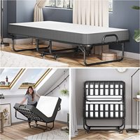 Lit d'appoint pliable avec matelas confortable, lit pliant portable à roulettes, lit pliant en métal pour la maison et lit d'appoint d'hôtel