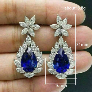 Orecchini Pendenti Vintage a Goccia Blu a Forma di Pera per Donne, Eleganti Accessori per l'Orecchio da Indossare Ogni Giorno - Product Image 3