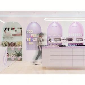 Dẫn chiếu sáng vẻ đẹp trang điểm Bộ cửa hàng đồ trang sức hiển thị tủ hiện đại MDF mỹ phẩm <span class=keywords><strong>Showcase</strong></span> hiển thị kiosk - Product Image 5