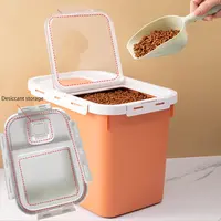 Contenedor de plástico para comida de mascotas, contenedor de almacenamiento de comida con taza medidora para perros y gatos