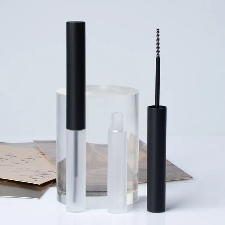 New product 6 ml clear black thin wand high quality container of empty plastic mascara tubes packaging with black brush