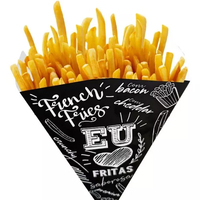 Nouvelle boîte de frites à emporter noire en forme de cône d'innovation avec le best-seller en gros