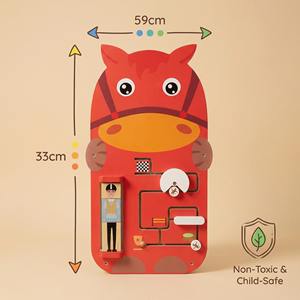 Jouet interactif en bois pour poulain - Jeu éducatif Montessori pour la maternelle, mur d'obstacles de course hippique, sûr et non toxique - Product Image 2