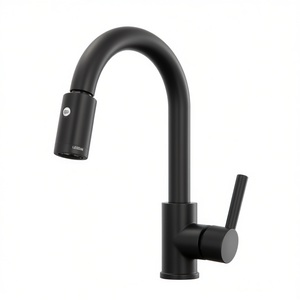 Grifo de Cocina Leedin Monomando con Rociador Extraíble, Diseño Moderno y Minimalista, Latón Ennegrecido, Montaje en Encimera - Product Image 1