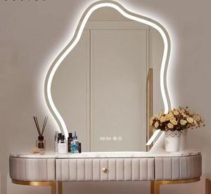 Hiện đại không đối xứng không đều dẫn tường gương cảm ứng chuyển đổi chống sương mù Dimmable Bạc khung salon phòng khách lối vào Vanity - Product Image 1