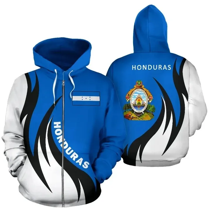 Designer Honduras Hoodie Met Rits Van Het Wapen Van Het Vuur Stijl Custom Hoodies Mannen Plus Size Casual Rits Pullover Sweatshirt Groothandel