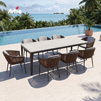 Artie Meubles en rotin de haute qualité Table et chaises de jardin Ensemble de salle à manger moderne 8 places Mobilier d'extérieur