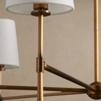 Lustre en acier à abat-jour en lin, design moderne et luxueux, 6 lumières, suspension pour salon, salle à manger, hôtel, villa, projet personnalisé