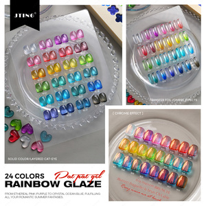JTING High Transparency Rainbow Glaze Pat Pat Gel Polish 24 Colors Jelly Glass Texture <b>Nail</b> Art Gel <b>Set</b> HEMA/TPO Free OEM ODM - Product Image 4
