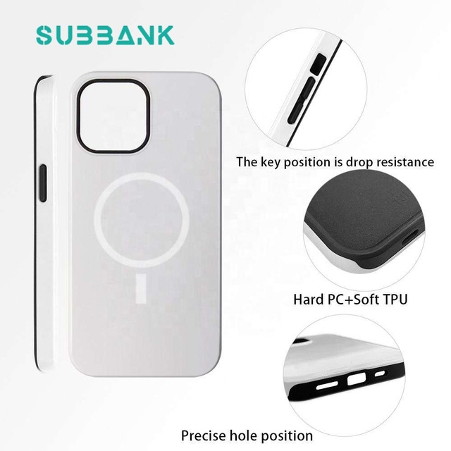 Sublimation Blank 2-in-1 Magnetic Wireless Charging Case for iPhone 13 14 15 16 17 Durable Protective Custom Business Gifts