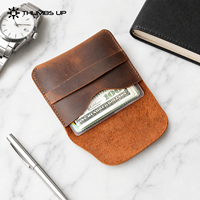 Tarjetero Delgado de Cuero Crazy Horse con Bloqueo RFID Personalizado THUMBS-UP para Hombre