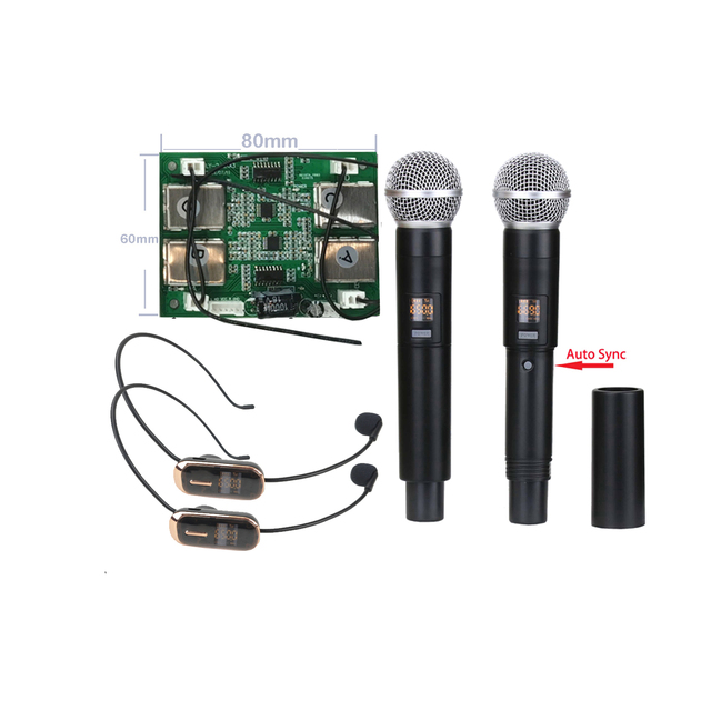 UHF 4 Channels High Quality Wireless Microphone Kits for Portable Speaker UH-049
